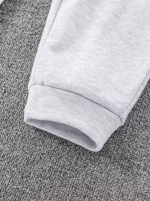 SHEIN 3 件套儿童/青少年男童休闲学院风字母印花抽绳腰部宽松针织运动裤，3 种颜色