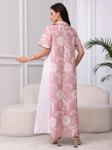Yasmyna 短袖印花休闲连衣裙，简约时尚，适合夏季 - 粉色 - 查看 5