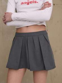 COUREZ Váy ngắn xếp ly kiểu Y2K, trang phục mùa hè cho nữ, phong cách vintage. - Xám - Xem 3