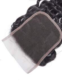 巴西 4x4 蕾丝闭合 100% 未加工人类处女发 预拔水波 预拔发际线 前部闭合 自然黑色 带婴儿头发（8 英寸 - 18 英寸，卷曲闭合） - SNatural - 查看 3