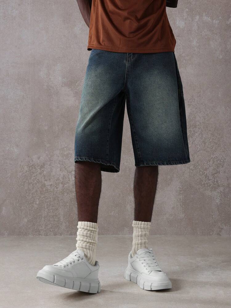 SUMWON Designer Denim Bermuda Shorts Wide Cut Streetwear Urban Fashion Summer Skater Oversized Relaxed Fit Casual Walking Comfort Wear