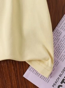 Baby Girl Fashionable Colorful Easter Rabbit & Letter Print Short Sleeve T-Shirt, Summer - Yellow - View 6