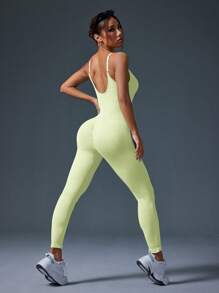 Easithlete Simple Fashionable Summer Jumpsuit - Yellow - View 5