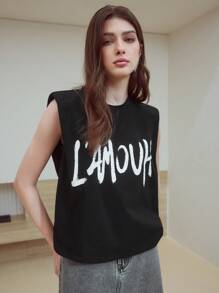 MOTF STUDIO LETTER GRAPHIC BOXY T-SHIRT