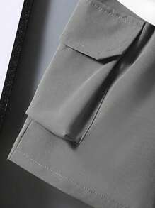 Young Boy Simple Fashion Summer Cargo Shorts And Short Sleeve Outfit Set - White - View 6