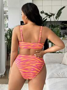 Swim SXY Costume da bagno a due pezzi con stampa, con bretelline, per taglie forti, alla moda, ideale per spiaggia e resort