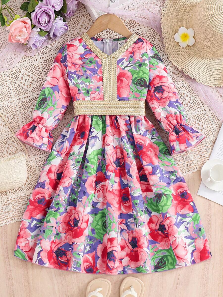SHEIN Golden Woven Matching Family Vacation Wedding Guest Holiday - Pink - View 1
