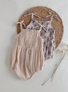 Loomiva 2pcs/Set Baby Girl Ditsy Floral Pattern Overall Bodysuit And Casual Versatile - Multicolor - View 2