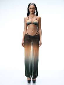 Swim EVENT 3pcs/Set Summer Beach Music Festival Unconventional Sexy Ombre Print Tie Bikini Set - Multicolor - View 1