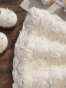 Young Girl' Solid Color 3D Flower Decor Elegant Short Skirt, Summer - Apricot - View 5