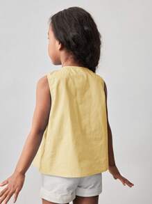 Maija Kids Maija Kids Top casual sans manches pour jeune fille avec col rond et décoration en nœud tissé