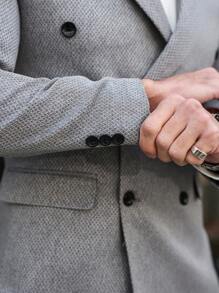 Calvornis Plus Size Men's Minimalist Fashion Summer Suit - Jacket And Pants - Dark Grey - View 8