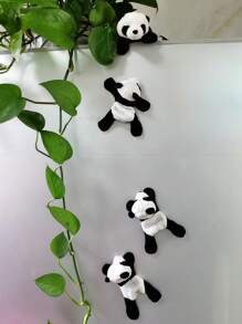 1/3 件可爱熊猫毛绒冰箱贴，卡哇伊风格冰箱贴，白板磁铁贴纸，冰箱装饰磁铁，可爱办公磁铁，厨房用品，宿舍必需品，家居装饰，派对礼品，创意毛绒动物磁铁，适合家庭使用，便携和中国节日礼物 - 黑與白 - 查看 5