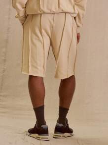 Musero 男士弹力腰带细节运动短裤（仅下装） - 杏色 - 查看 4