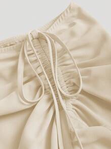 Sweetra Women's New Valentine's Day Wine Red Spring/Summer Palace Retro High-Low Hem Skirt, Drawstring Ruffle Layered Skirt, Party Skirt, Bohemian Style Skirt Fall Cloth For Women - Apricot - View 3