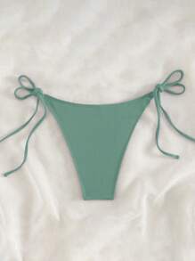 SHEIN Swim Women's Solid Color Sexy Bikini Bottom For Summer Beach - Green - View 2