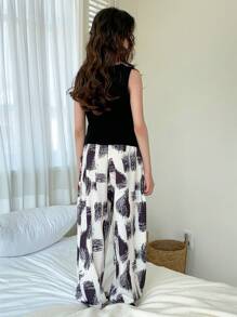 DAZY Tween Girl Girls' Bear Print Camisole + All-Over Print Long Pants Homewear Set, Spring/Summer, Plus Size - Black - View 6