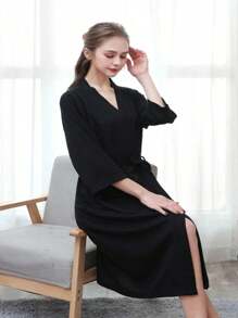 1 Stück schwarzer leichter und modischer Bademantel für Zuhause und Strand, schnelltrocknend und hautfreundlich, Paar-Homewear, minimalistischer karierter Bademantel Sommer Hochzeit Heim Badezimmer Dekor