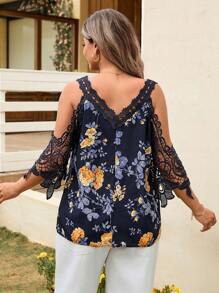 SHEIN LUNE Camisole con decorazioni in pizzo floreale, per completi estivi da cowgirl, abbigliamento donna per laurea, primavera ed estate, per vacanze in stile bohémien, completo pasquale - Multicolore - Visualizzare 2