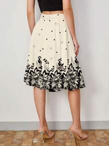 SHEIN Clasi Women's Romantic Floral Print Skirt, Suitable For Daily Wear In Summer Summer For Women Vacation Skirt Summer For Women Teacher For Women,Bohemia Chic Dress