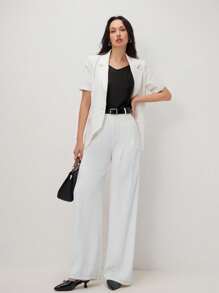 BizChic White Elegant Commuting Women's Jacket, Long Sleeve, Lightweight For Spring/Summer - White - View 4