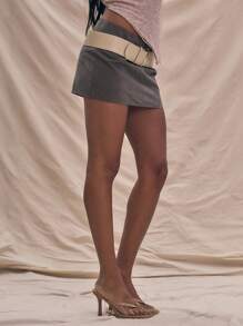 MUSERA Mini Skirt With Chunky Buckle Belt Boho Summer, Ibiza Elegant Chic