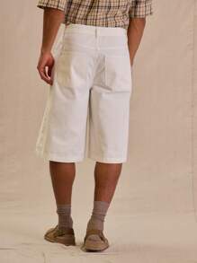 Musero Longline Denim Shorts Spring Summer - White - View 4