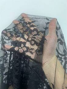 Rometta Exquisite & Elegant  Plus Size Women Boho Floral Lace Skirt, Elegant, For Summer - Black - View 6