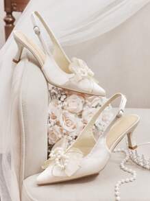 CUCCOO HITCHD Women's Retro Embroidered Pointed-Toe High Heel Slingback Shoes