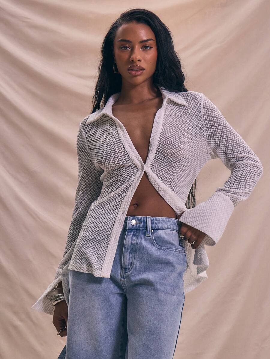 MUSERA Taillierter gehäkelter Strick-Flügelärmelpullover, sommerlicher Urlaubs-Lässig-Look, sexy Sommer