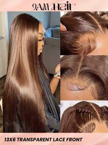 13x6 柔滑直瀏海人髮蕾絲前沿假髮 18-30英寸透明蕾絲襯托假髮 女性用4號巧克力棕色假髮 配有預拔頭髮線 - S4 - 查看 1