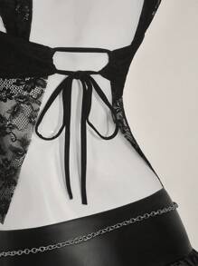 SHEIN ICON 女士时尚褶皱蕾丝后背结饰吊带背心