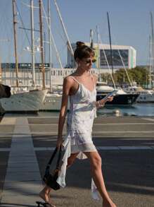 Nöista Pastel Floral Short Dress With Ruffle Details And Adjustable Straps. Romantic And Feminine, Perfect For Summer, Easter Vacations, And Graduations. - Multicolor - View 8