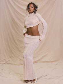 MUSERA Falda de punto acanalado de talle bajo con dobladillo acampanado, solo Bottom, ropa de playa de verano, linda y elegante para el Día de Acción de Gracias