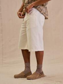 Musero Longline Denim Shorts Spring Summer - White - View 3