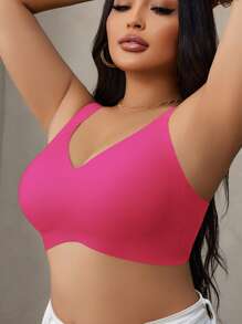 NudeFit Plus Size Seamless Gummy Bear Support Bra With Molded Cup, Wireless Lift & Shaping - Hot Pink - View 6