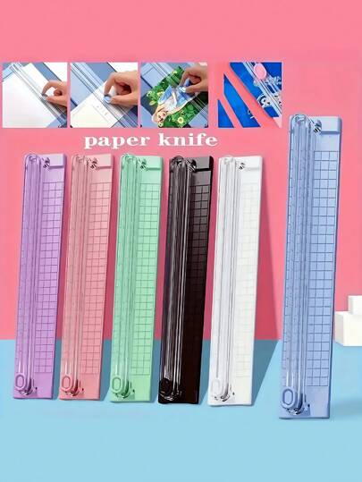 1pc Two-Way Paper Cutter Paper Cutter Inch, Cm Scale Display A4 Paper Cutter Portable Photo Cutter Paper Cutter Office Paper Cutting Artifact Stainless Steel Knife Head, Sharp(Multiple Colors Available)