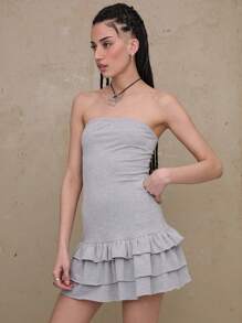 COUREZ Vestido Curto Bandeau Estilo Y2K com Saia Rara, Vestido de Verão de Algodão Vintage