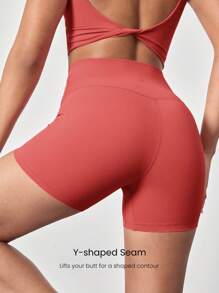 GLOWMODE Celana Pendek Biker FeatherFit™ Crossover Cutie 4,3 inci, Olahraga Ringan untuk Bersepeda, Lari, dan Latihan di Gym Musim Panas - Debu Kosmik Merah - View 2