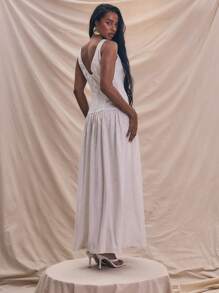 MUSERA Sleeveless Linen Look Button Up Drop Waist Maxi Dress Summer Holiday Sundress