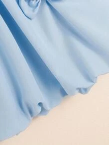 Vestido de tirantes blanco elegante, lindo y dulce para niñas pequeñas, de verano - Azul - Ver 3