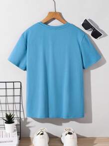 SHEIN Tween Boy 休闲舒适菠萝印花圆领短袖 T 恤