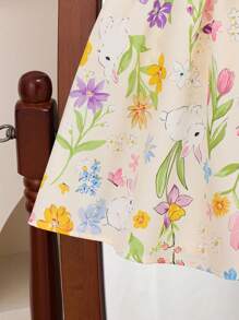 Souflis Souflis Vestido de princesa con estampado de conejos y flores, con mangas cortas, para niñas - Nuevas llegadas de primavera/verano para niñas