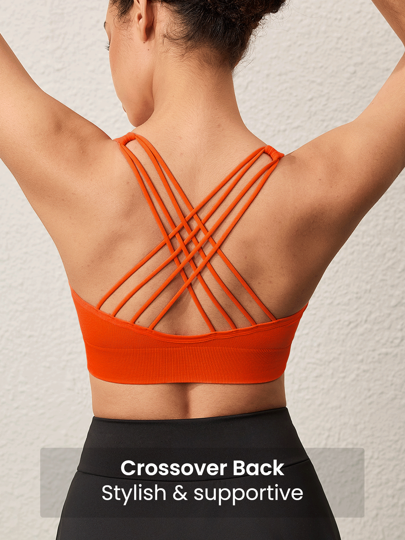 CourtClass 女士无缝交叉后背运动胸罩 - 紅色 - 查看 5