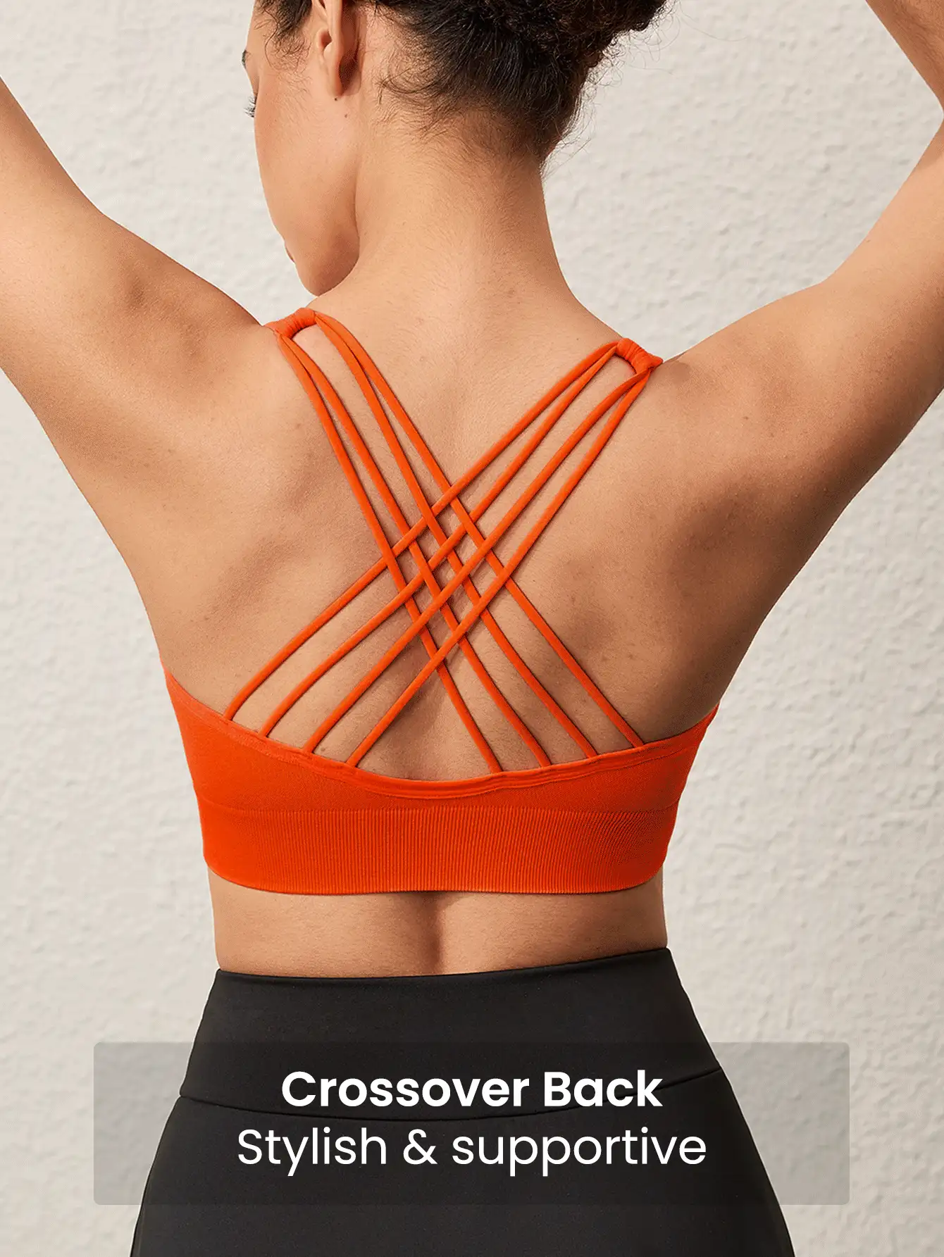 CourtClass 女士无缝交叉后背运动胸罩 - 紅色 - 查看 5