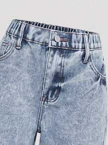 Streecool Tween Girl Fashion Loose Straight Leg Pants Versatile Design For Girls - Light Wash - View 6