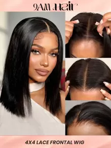 Straight Hair Bob Wig For Women 4x4 Lace Closure Wig Glueless Pre-Plucked Natural Human Hair Wig With Baby Hair