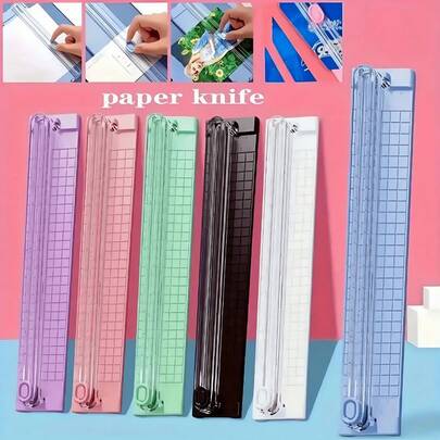 1pc Two-Way Paper Cutter Paper Cutter Inch, Cm Scale Display A4 Paper Cutter Portable Photo Cutter Paper Cutter Office Paper Cutting Artifact Stainless Steel Knife Head, Sharp(Multiple Colors Available)