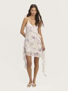 Nöista Pastel Floral Short Dress With Ruffle Details And Adjustable Straps. Romantic And Feminine, Perfect For Summer, Easter Vacations, And Graduations. - Multicolor - View 1