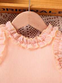 女童时尚荷叶边下摆吊带背心，夏季 - 粉色 - 查看 3